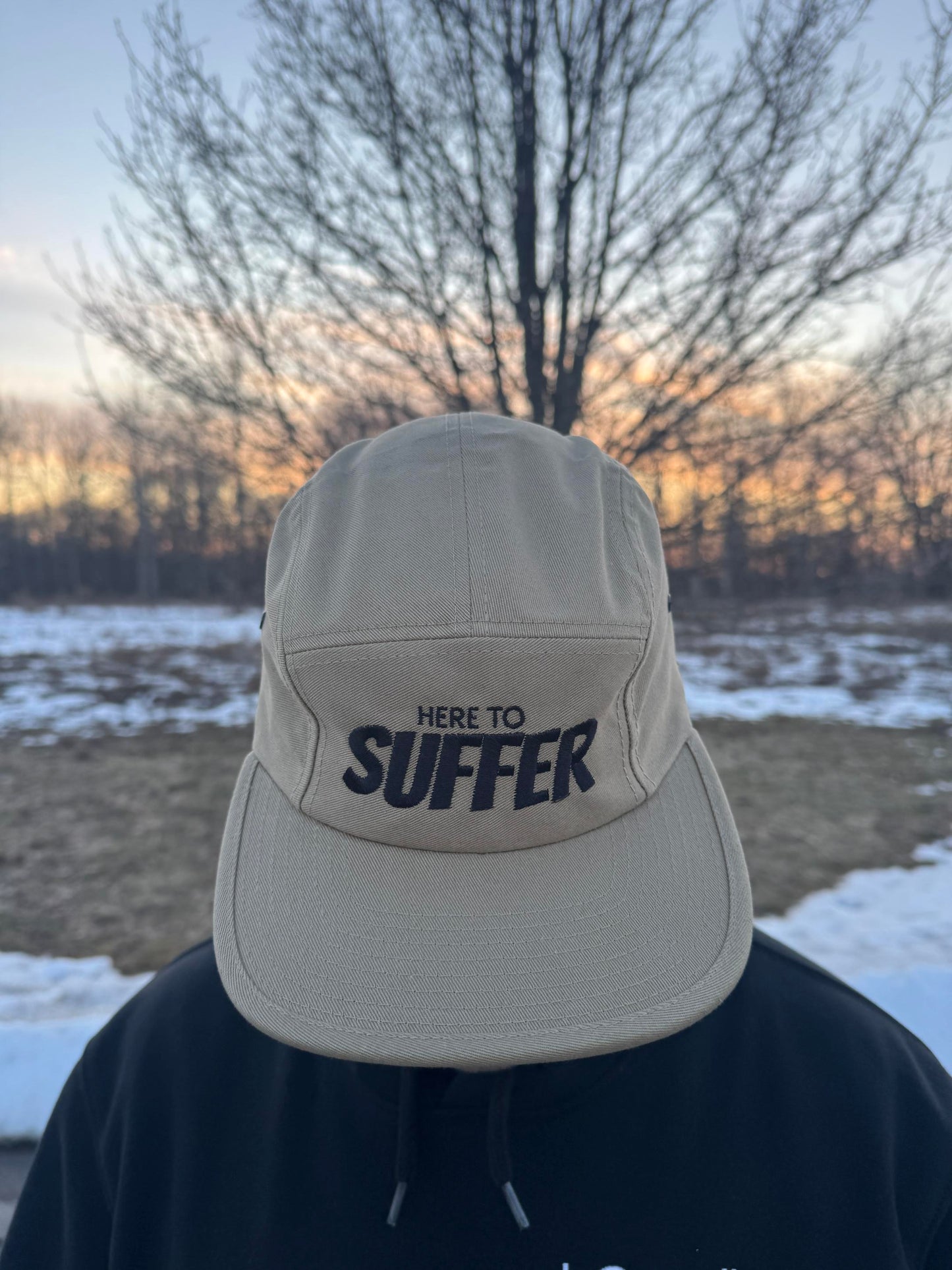 Here to Suffer Hat - Black Stitching